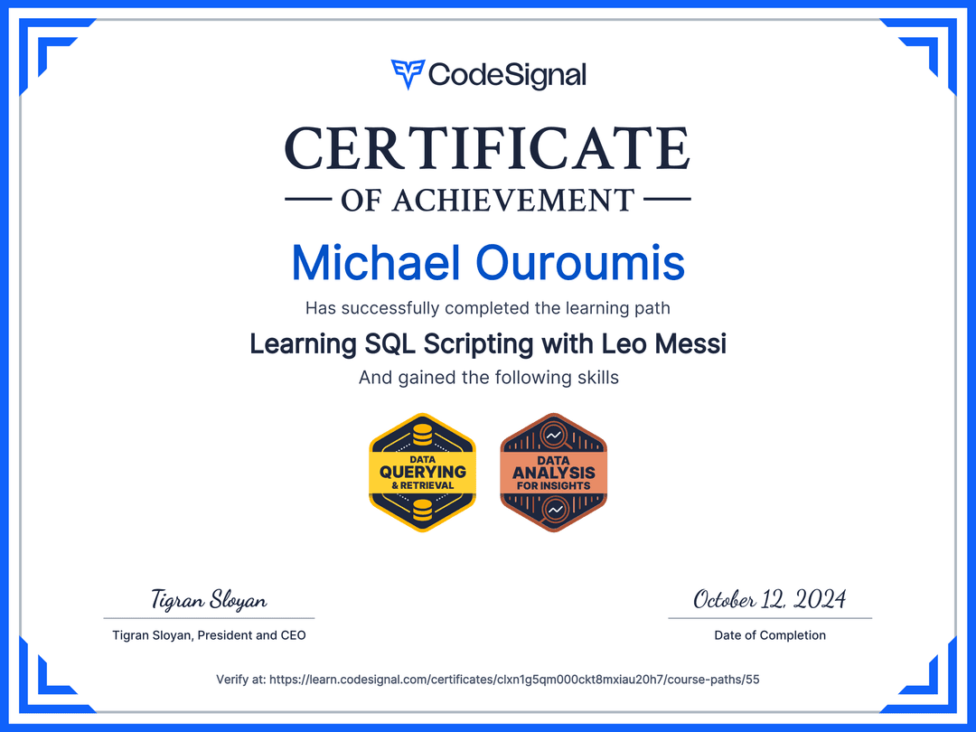 SQL Certiification