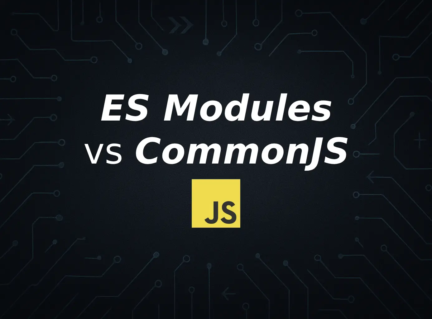 Flat-style illustration of interlocking puzzle pieces labeled “import” and “require” to represent ES Modules and CommonJS