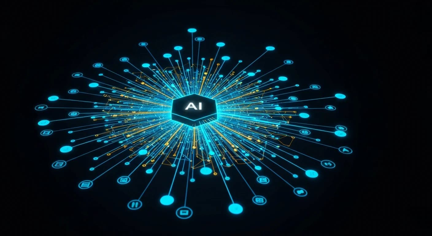 Diagram showing MCP server connections between an AI model and various data sources and tools